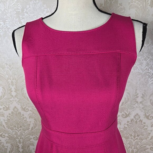 LOFT Size 0 Pink Sheath Dress Sleeveless Exposed Back Zipper Defined Waist NWOT - Picture 2 of 15